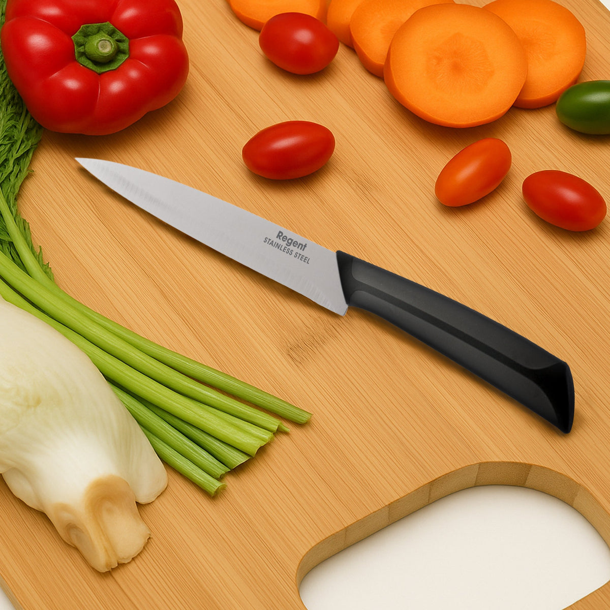 Regent Kitchen Premium Utility Knife With Black And Grey Handle, 230mm 12620