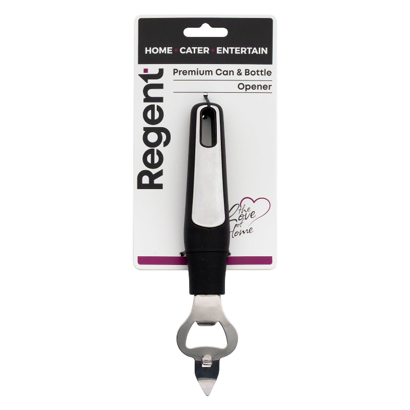 Regent Premium Can And Bottle Opener Stainless Steel Black Handle 12629