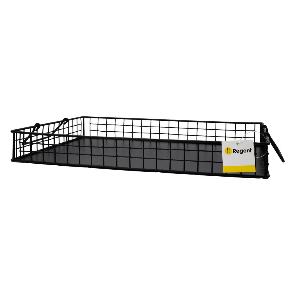 Regent Kitchen Vintage Tray With Steel Mesh Sides And Handles Black 420x280mm 14044.