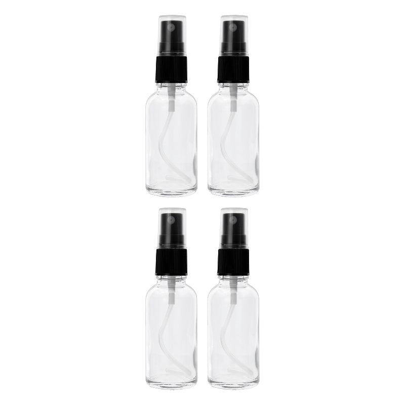 Regent Glass Mist Spray Bottles With Black Lids 4pk 35ml 14998