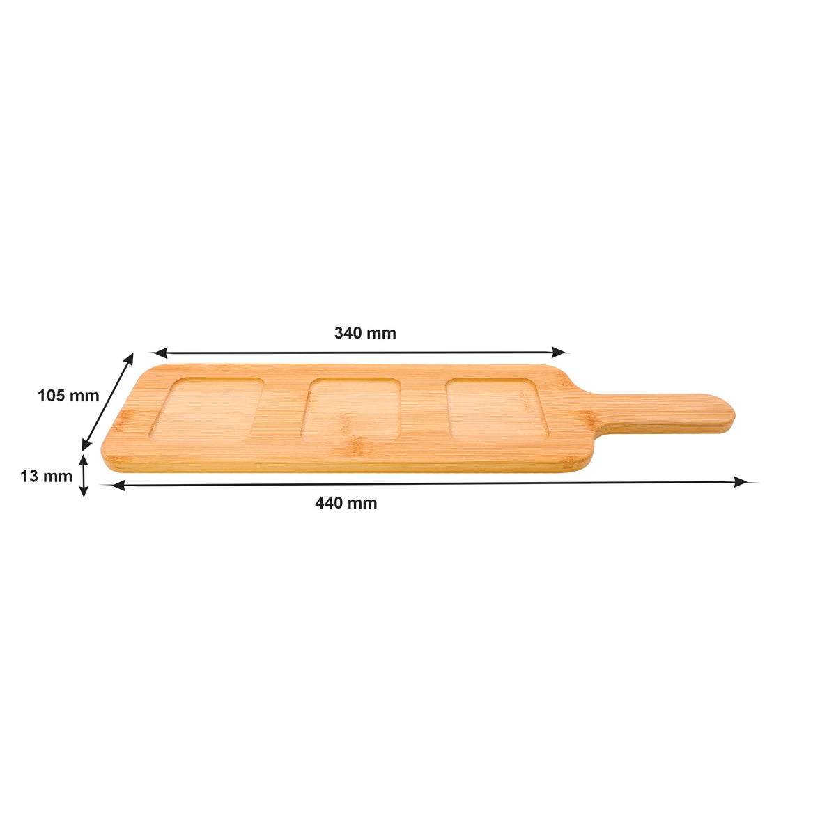 Consol Santorini 3 Square Glass Bowls 140ml On A Bamboo Serving Board 4 Piece Set 17215