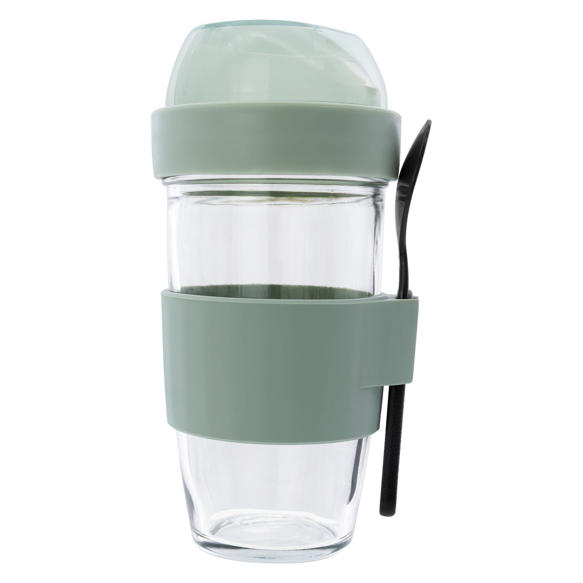 Consol Lugo Layer Lux Cup With Green Plastic Lid And Grey Spoon, 480ml 17222