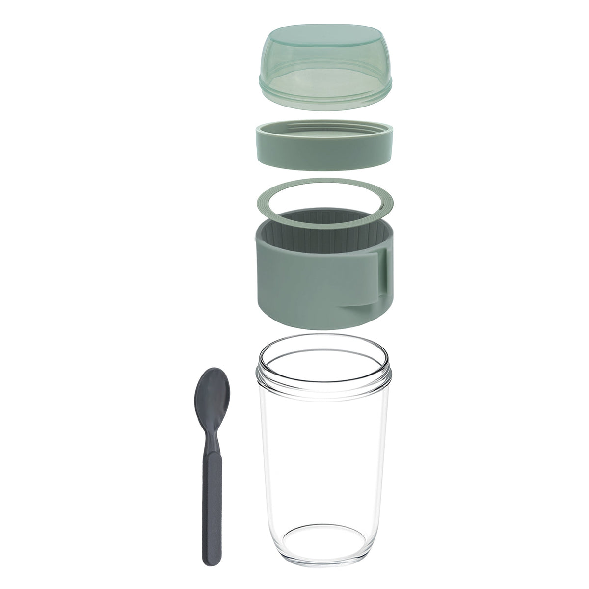 Consol Lugo Layer Lux Cup With Green Plastic Lid And Grey Spoon, 480ml 17222