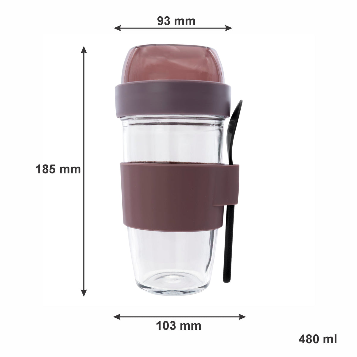 Consol Lugo Layer Lux Cup With Purple Plastic Lid And Grey Spoon 480ml 17223