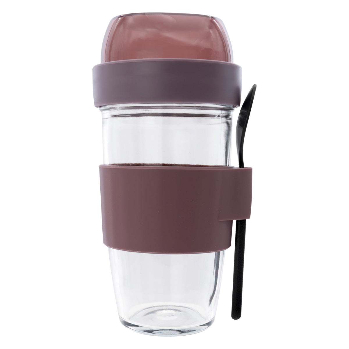 Consol Lugo Layer Lux Cup With Purple Plastic Lid And Grey Spoon 480ml 17223
