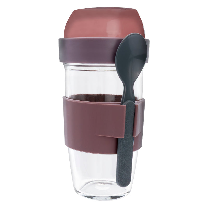 Consol Lugo Layer Lux Cup With Purple Plastic Lid And Grey Spoon 480ml 17223