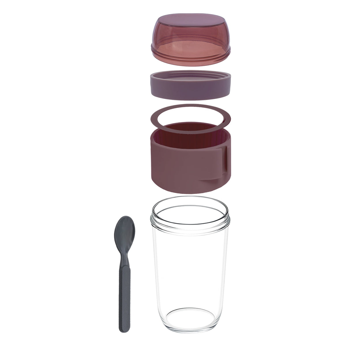 Consol Lugo Layer Lux Cup With Purple Plastic Lid And Grey Spoon 480ml 17223