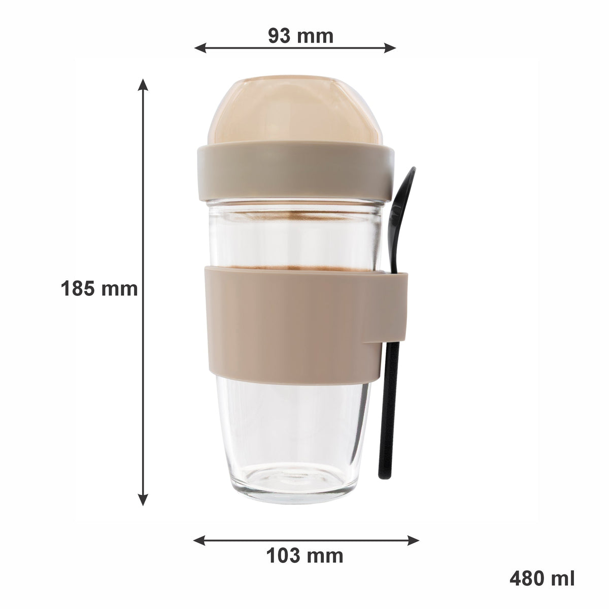 Consol Lugo Layer Lux Cup With Purple Plastic Lid And Grey Spoon 480ml 17223