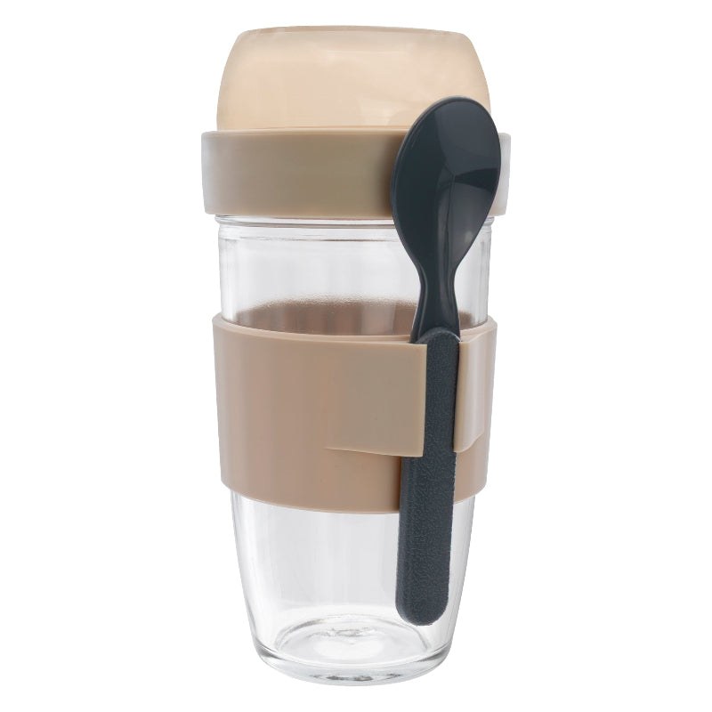 Consol Lugo Layer Lux Cup With Purple Plastic Lid And Grey Spoon 480ml 17223