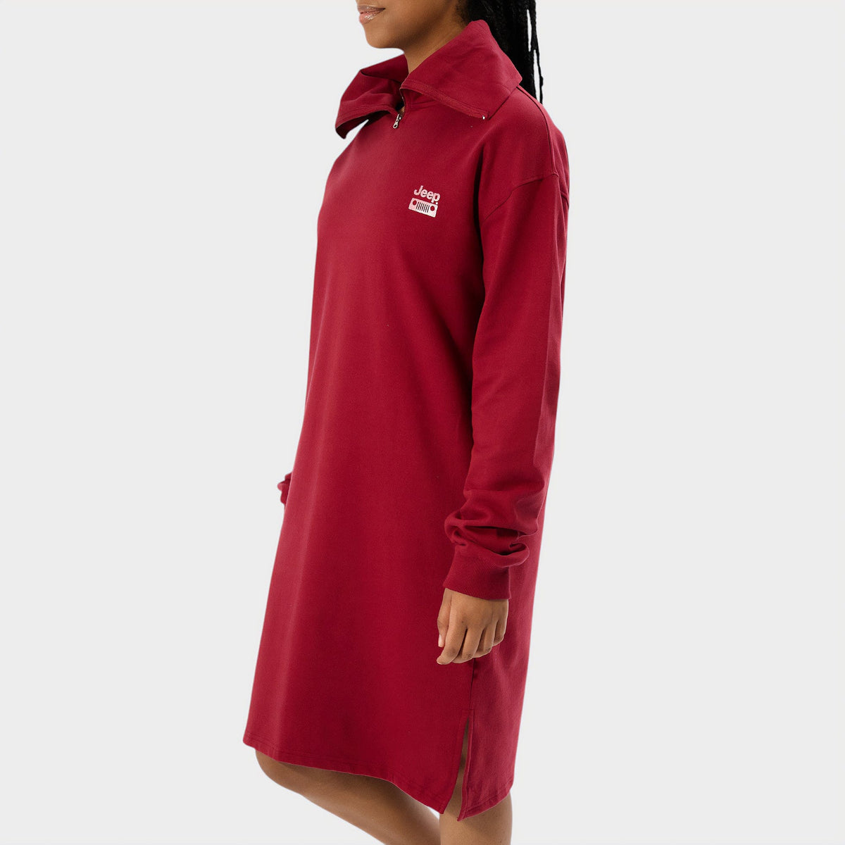 Jeep Dress Jeep Women Zip Through Cowl Neck Dress Maroon
