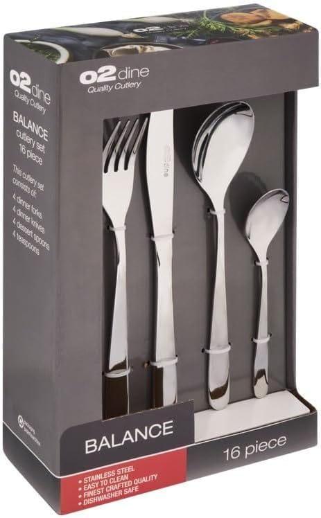 02 CUTLERY O2 Balance Stainless Steel Cutlery Set 16 Piece  O2-CUT8442