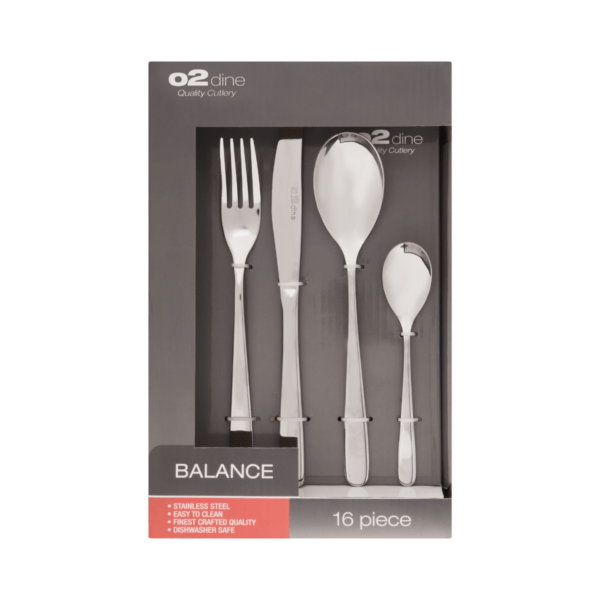02 CUTLERY O2 Balance Stainless Steel Cutlery Set 16 Piece  O2-CUT8442