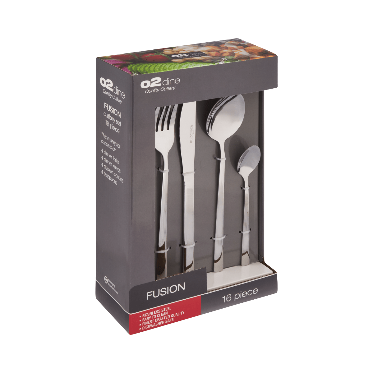 02 CUTLERY O2 Fusion Stainless Steel Cutlery Set 16 Piece O2-CUT8459