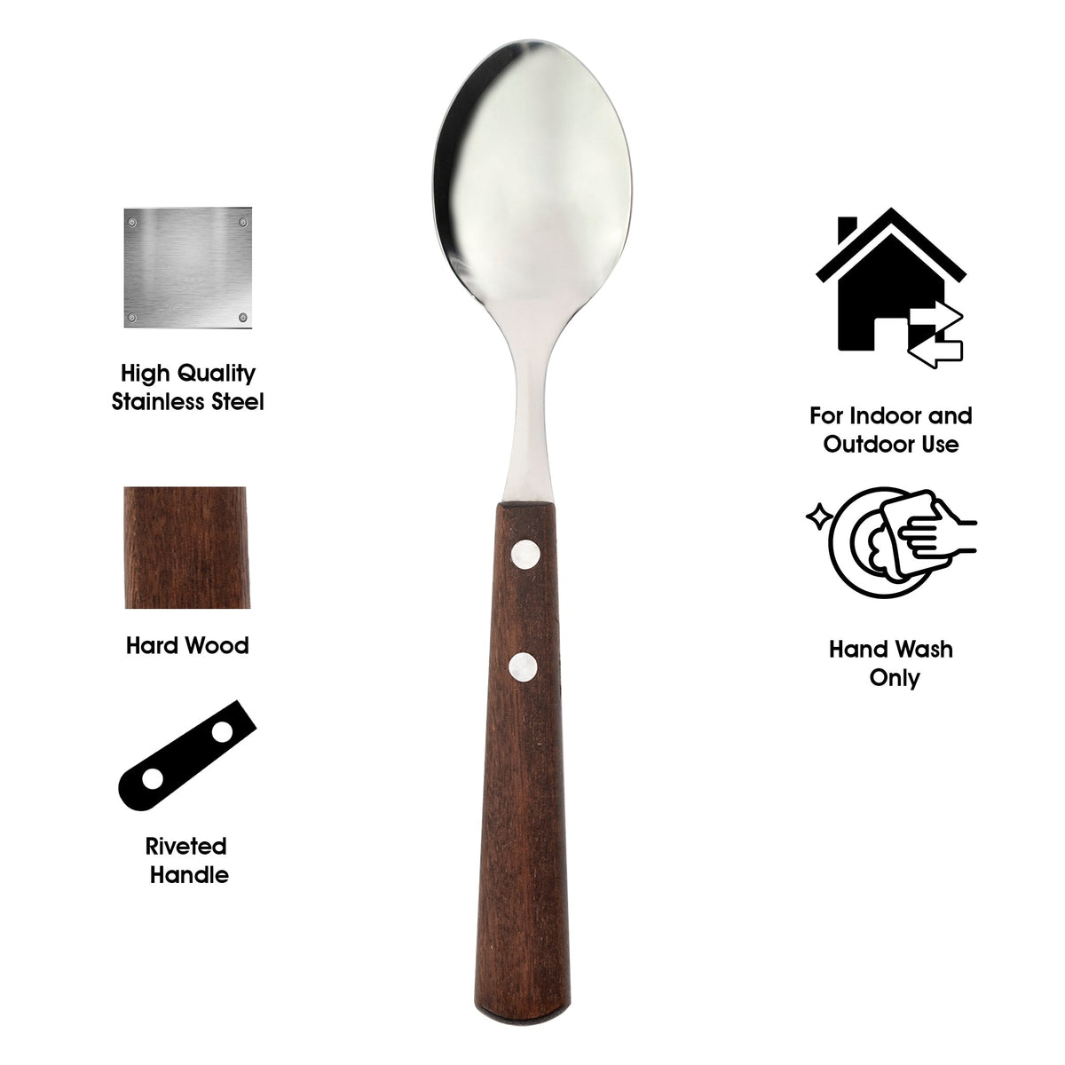 Regent Kitchen Table Spoons With Wooden Handles 4 Piece, 205mm 21202