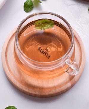 The Barista MUG The Barista Borosilicate Glass Cup with Bamboo Saucer Clear (7287313891417)