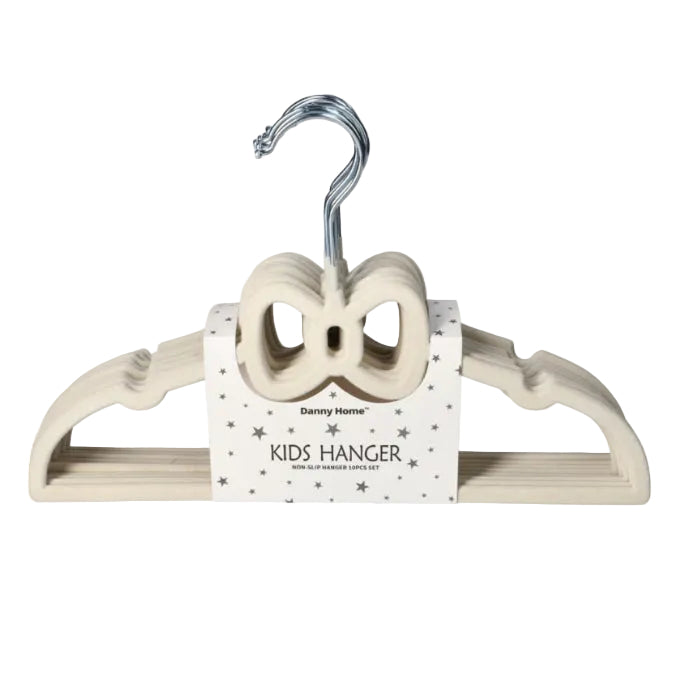 Danny Home Velvet Kids Hanger 10 Piece 32.8cm Creamy White VHK029C-10.