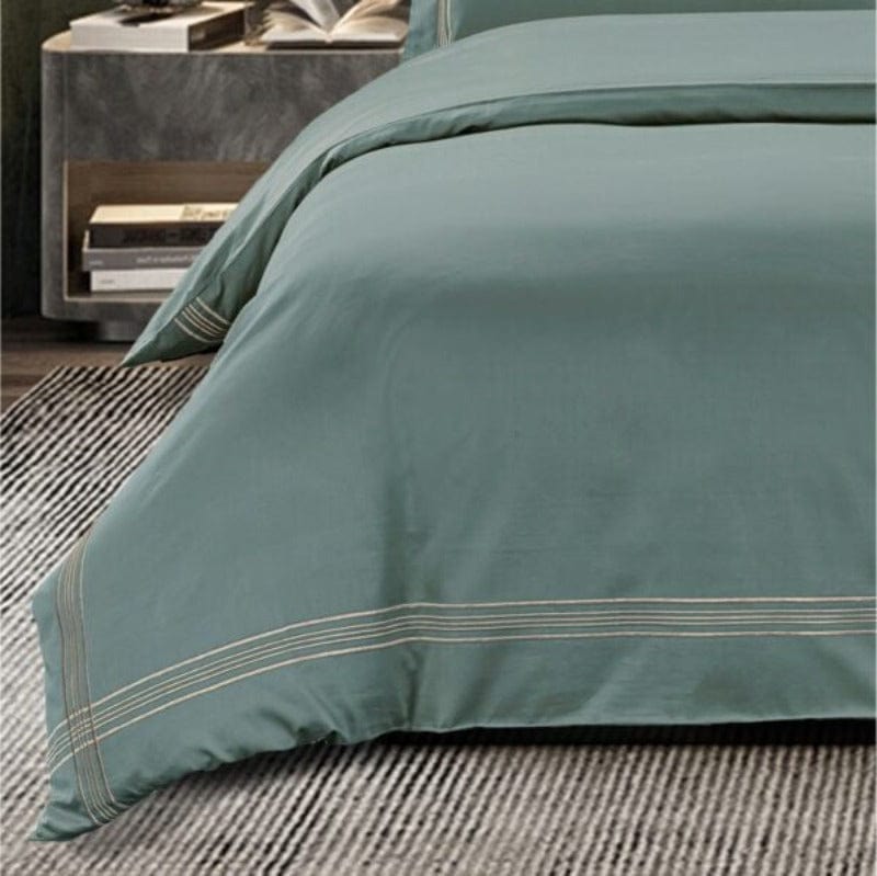 Egyptian Cotton Duvet Cover Queen Egyptian Cotton 400 Thread Count Giorgio Duck egg & Cream Duvet Cover Set (6984218411097)