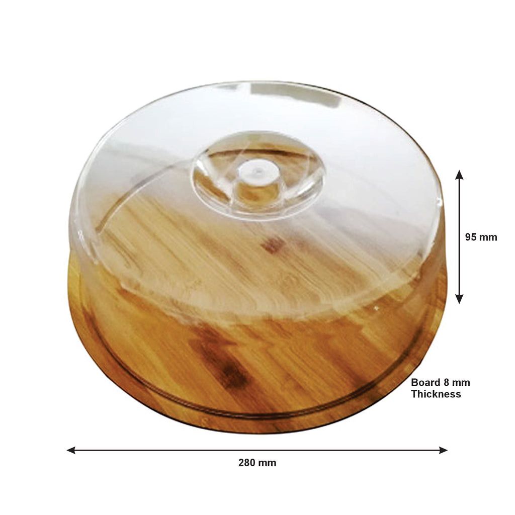 Regent Bamboo Reversable Cutting/serving Board With Dome Cover, 280mm Dia 30188.