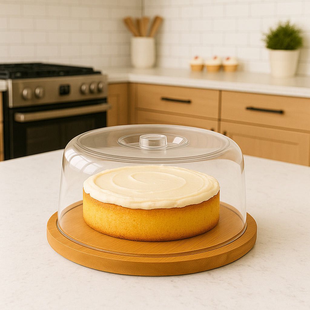 Regent Bamboo Reversable Cutting/serving Board With Dome Cover, 280mm Dia 30188.