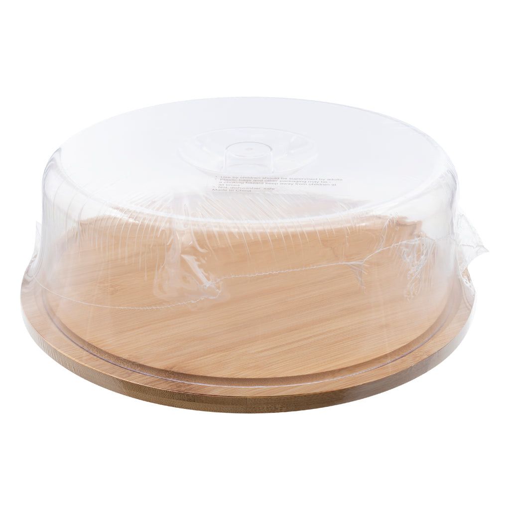 Regent Bamboo Reversable Cutting/serving Board With Dome Cover, 280mm Dia 30188.