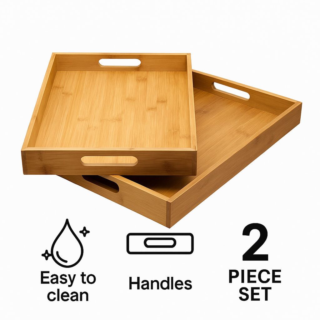 Regent Bamboo Trays With Handle 2 Piece Set 30204.