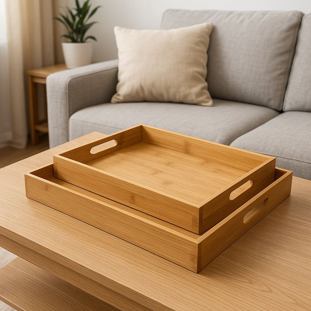 Regent Bamboo Trays With Handle 2 Piece Set 30204.
