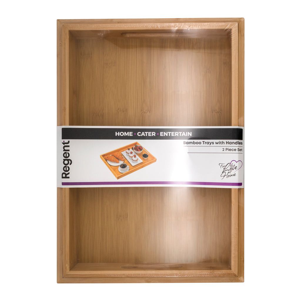 Regent Bamboo Trays With Handle 2 Piece Set 30204.