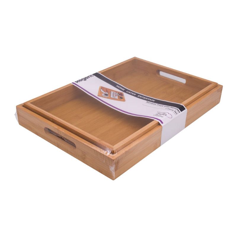 Regent Bamboo Trays With Handle 2 Piece Set 30204.