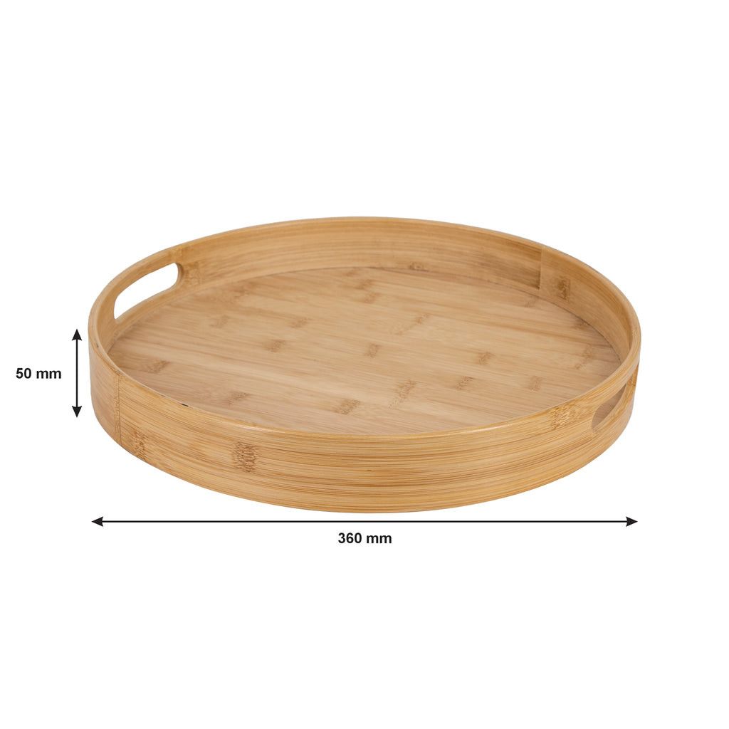 Regent Bamboo Round Serving Tray With Cut Out Handle 360mm Dia 30248