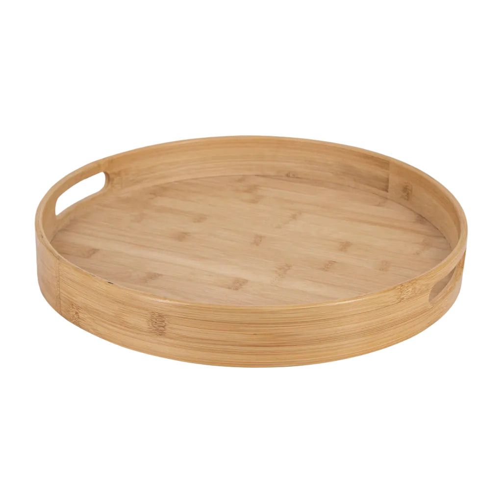 Regent Bamboo Round Serving Tray With Cut Out Handle 360mm Dia 30248