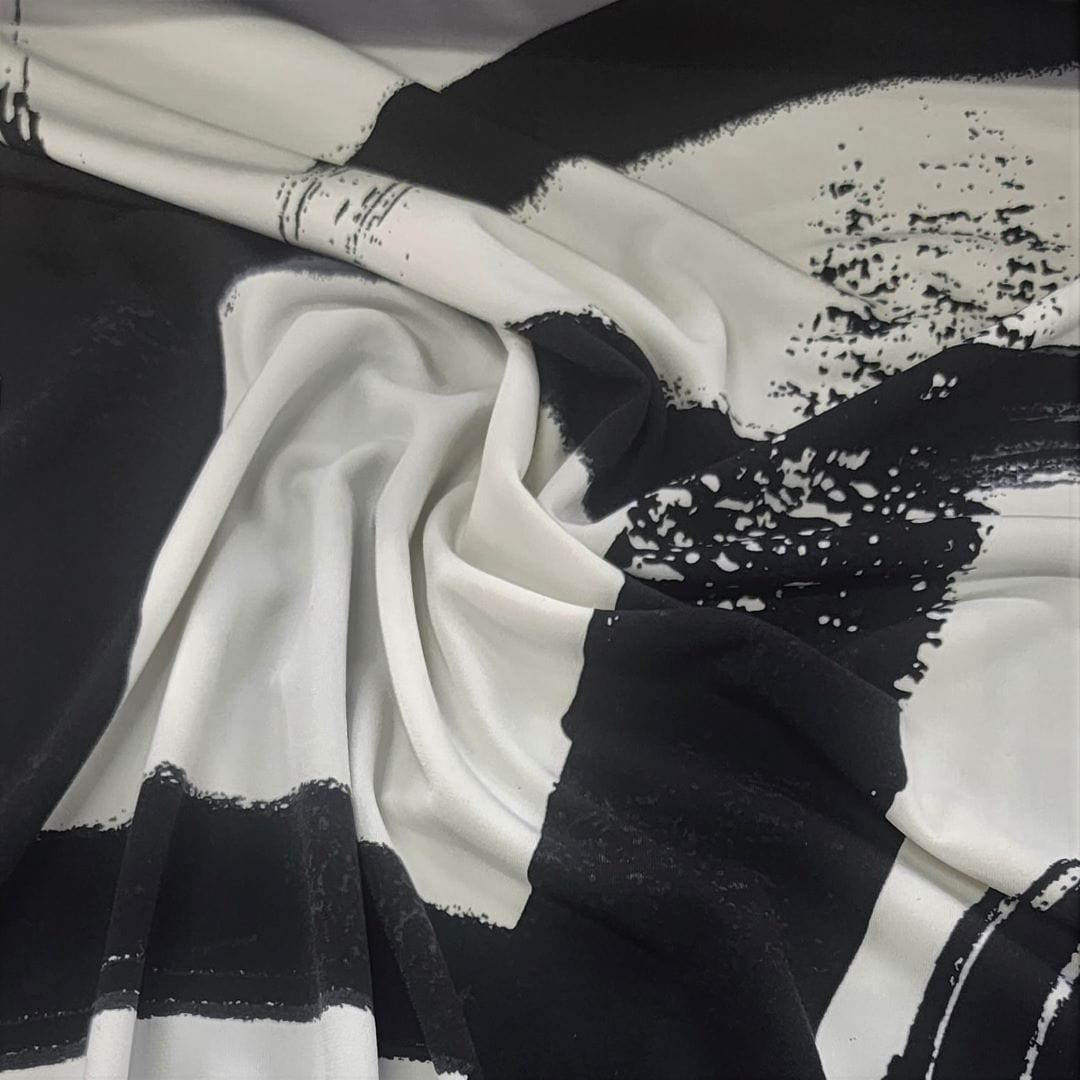 BON BON Dress Fabrics Printed Bon Bon Fabric Black/White 150cm (7347407355993)