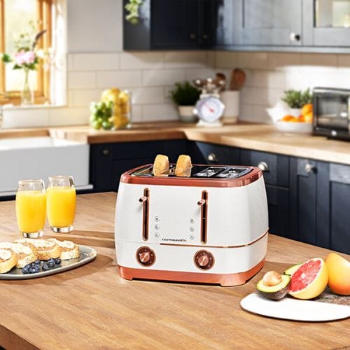 Beko TOASTER Beko Off White & Rose Gold Cosmopolis Dome Kettle & 4 Slice Toaster Set (7258138673241)
