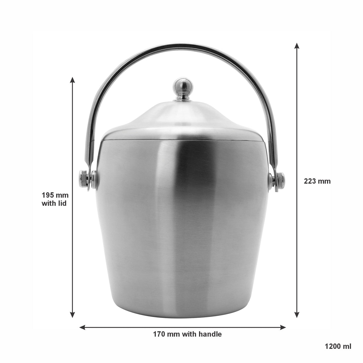 Regent Ice Bucket With Handle & Lid Stainless Steel, 1.20 Litre 41784