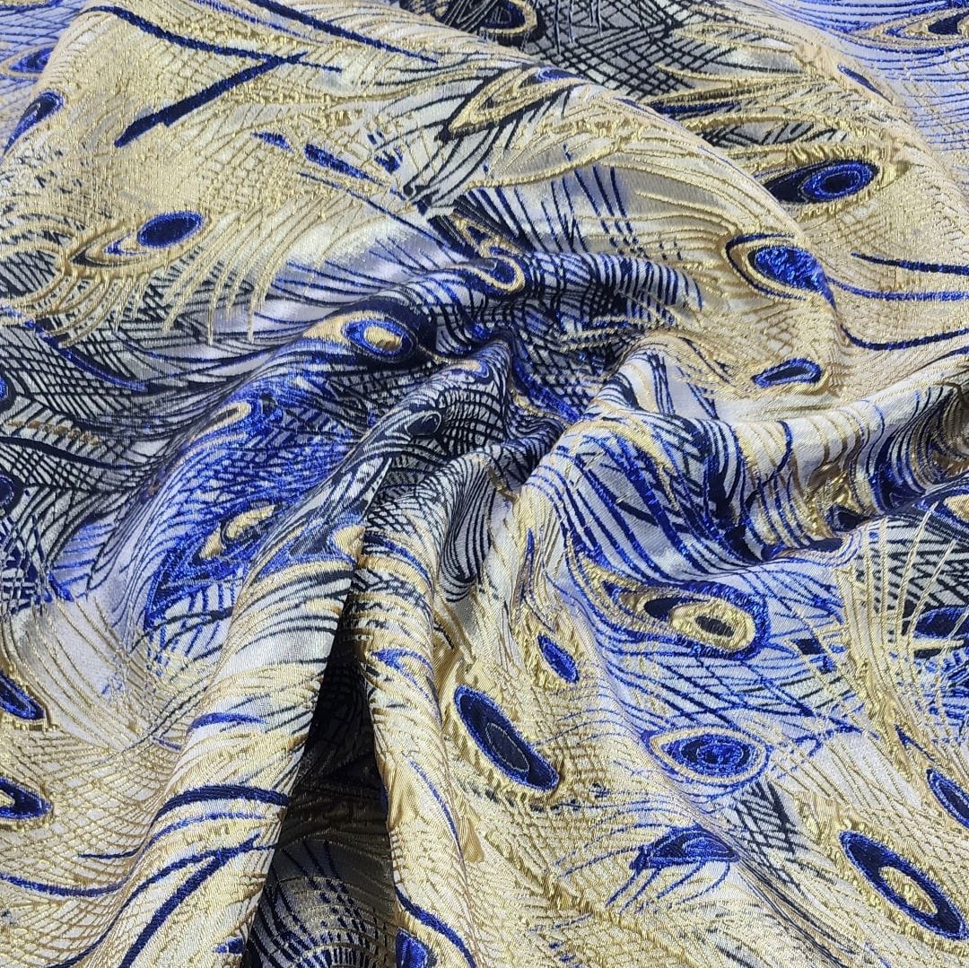 BROCADE Dress Fabrics Peacock Brocade Fabric Royal Blue 150cm (7400710897753)
