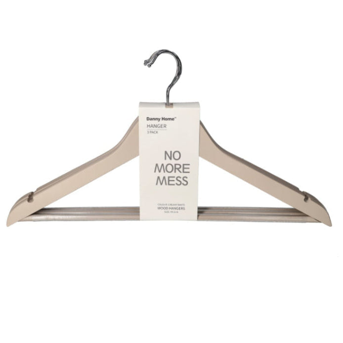 Danny Home Wood Hanger 44.5cm 3 Piece Creamy WH010C-3.
