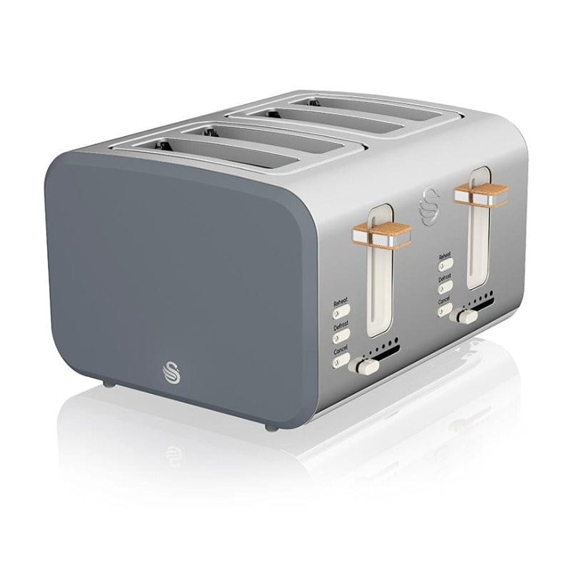 Swan TOASTER & KETTLE Swan Nordic Polished Stainless Steel Cordless Kettle & 4 Slice Toaster SNR4P (6714017120345)