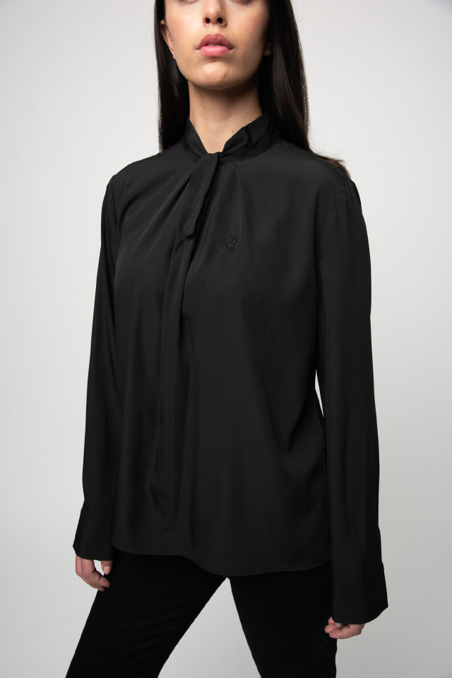 Polo Women Christina Long Sleeve Knot Neck Black