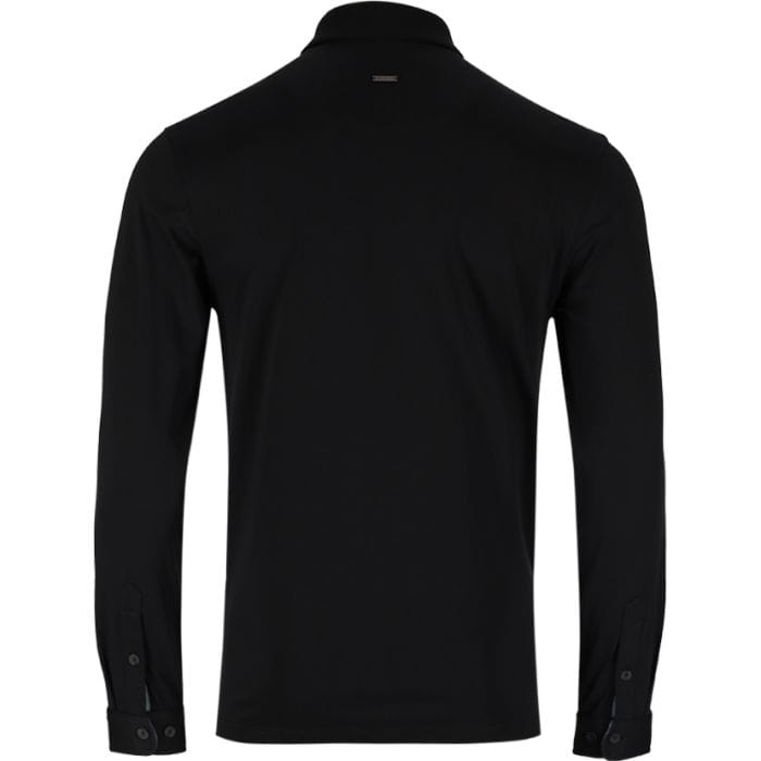 Polo Golf T Shirt Polo Double Yarn Long Sleeve Golfer Mens Black