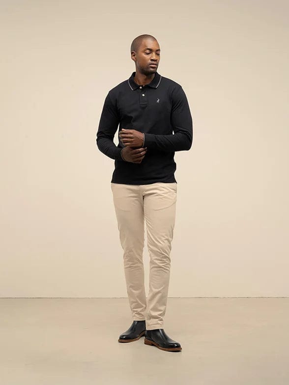 Polo Golfer Polo Long Sleeve Essential Pique Golfer Black (7683745677401)