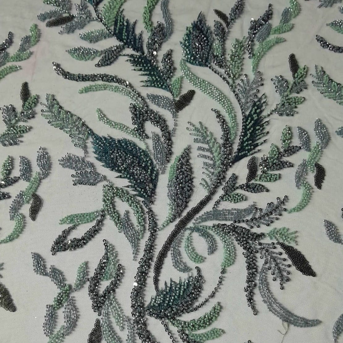 BEADED LACE Dress Fabrics Sage Green Mystic Rose Beaded Lace Fabric 130 cm (7765405204569)