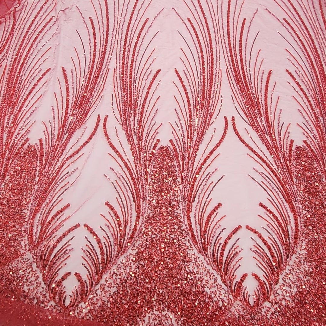 BRIDAL FABRIC Dress Fabrics Red Beaded Bridal Lace Fabric Amber 130cm (7526727581785)