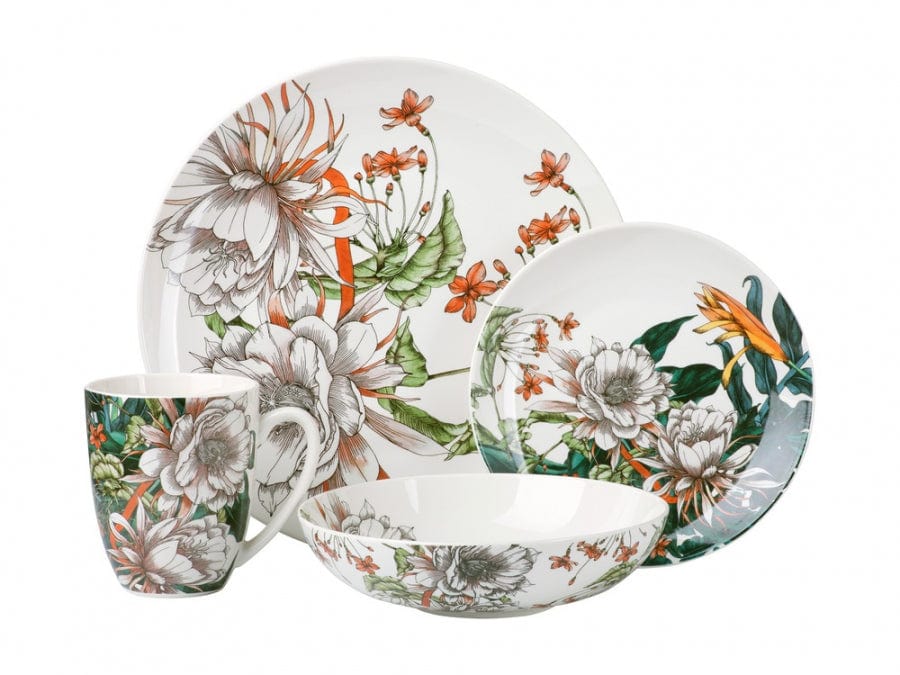 Maxwell & Williams Dinner Plate Maxwell & Williams Night Garden Coupe Dinner Set Flower 16 Piece II0115 (7150228013145)