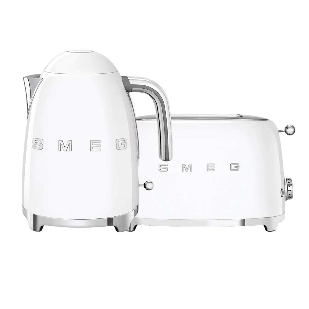 smeg TOASTER & KETTLE Smeg 50's Retro Style Kettle and 2 Slice Toaster Set White (7345709613145)