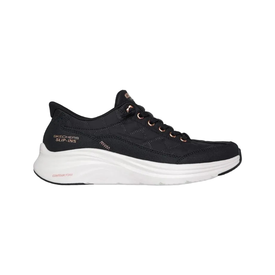 Skechers Women's Wide Fit Slip-ins Contour Foam Sneakers-Black/Rose Gold 150413