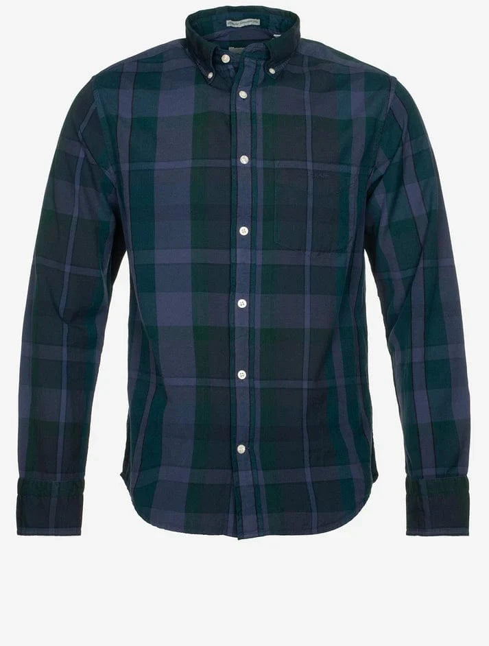 Gant Shirts Regular Fit Garment Dyed Check Shirt Dusty Navy