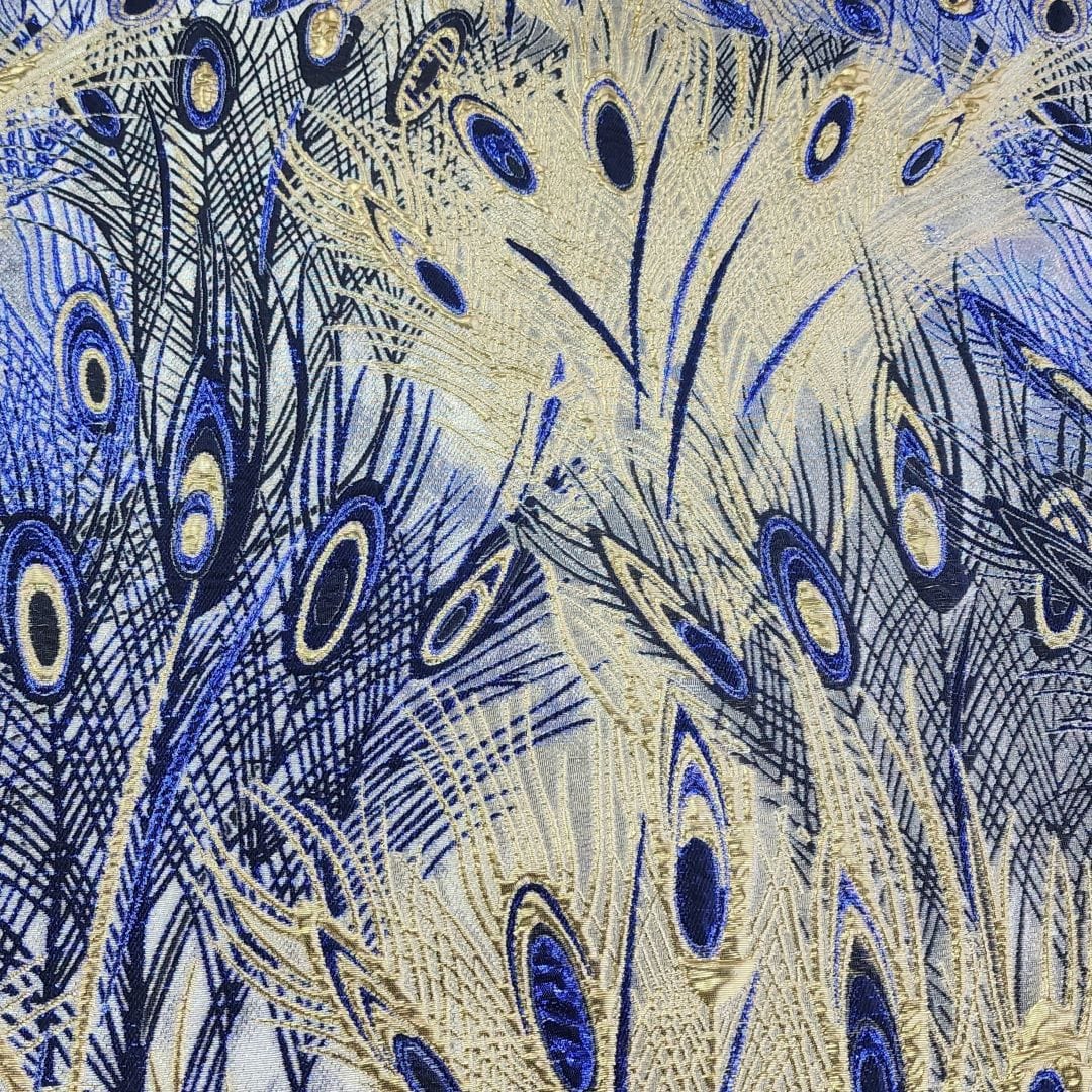 BROCADE Dress Fabrics Peacock Brocade Fabric Royal Blue 150cm (7400710897753)
