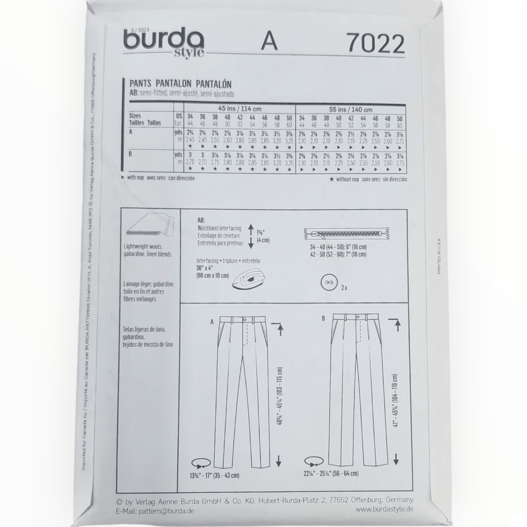 Burda Pattern Habby Burda Pattern 7022 (7507022643289)