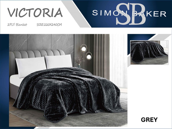 Simon Baker Victoria 2Ply Blanket 220x240 Grey