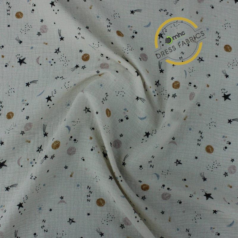 100% COTTON Dresses Beige Printed Baby Cotton Space Fabric 150 cm