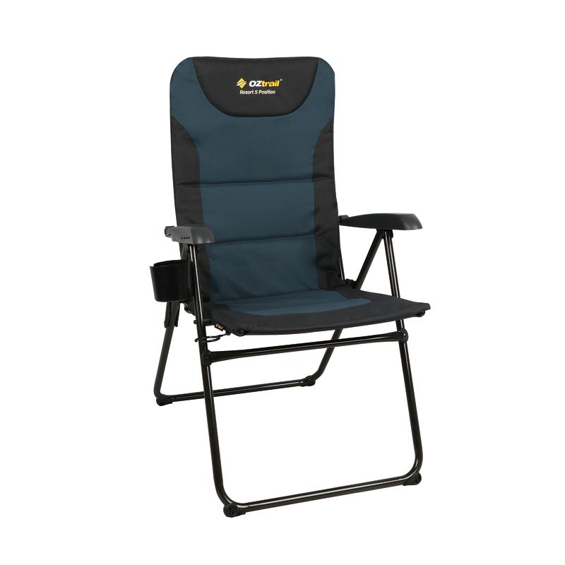 Oztrail Resort 5-Position Arm Chair 150kg Navy